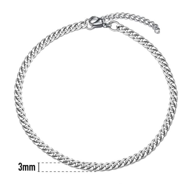 Justerbart Pansarlänksarmband Silver Kedja 3mm—pa