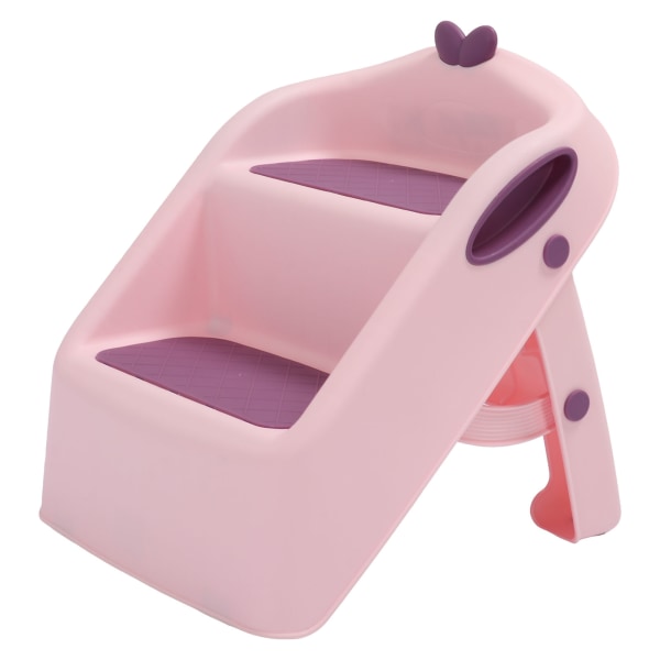3 i 1 toalett pottetrening krakk Sklisikret sammenleggbar 2-trinns vask Toalettkrakk for babybad Rosa