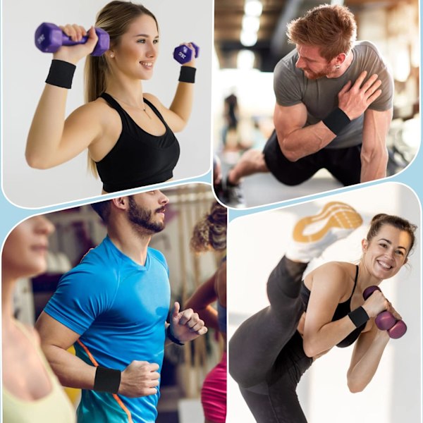 4-pack rannekkeet, imukykyiset tennisrannekkeet, urheilulliset puuvillaiset rannekkeet juoksuun, koripalloon, jalkapalloon, urheiluun ja kuntoiluun