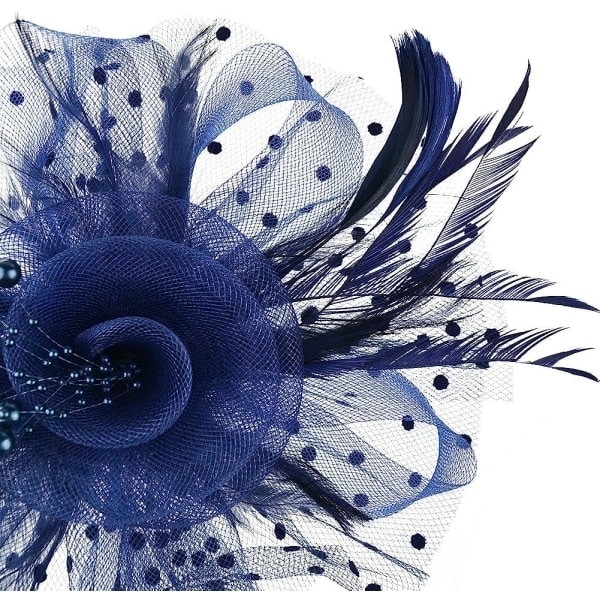 Fascinator Hat, Blomster, Meshbånd og Fjer på en Delt Klemme, Cocktail- og Teselskabs Hårpynt til Piger og Kvinder