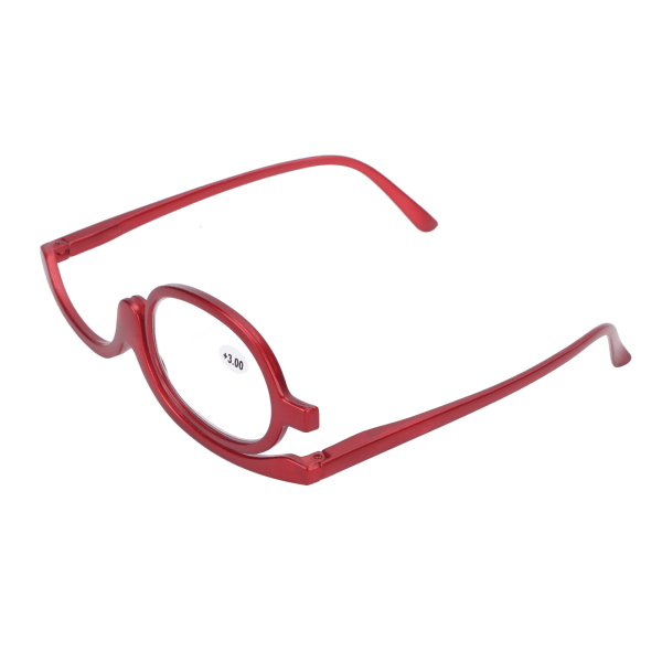 Forstørrende sminkebriller Enkeltglass Roterbare Fasjonable øyesminkebriller for kvinner Rød(+3,00 )