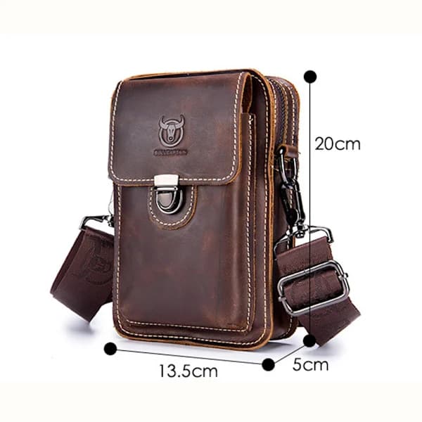 Læder Crossbody Taske til Mænd - Brun