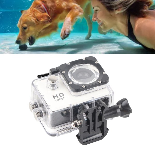 K1080HD 12MP Undervands Vandtæt Videokamera Udendørs Cykeldykning Sports Actionkamera Hvid