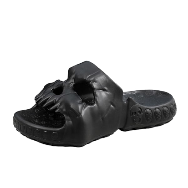 Herre Skull Slippers EVA Tyk Sål Skridsikre Bløde Skull Slippers til Sommer Udendørs Sort 42/43