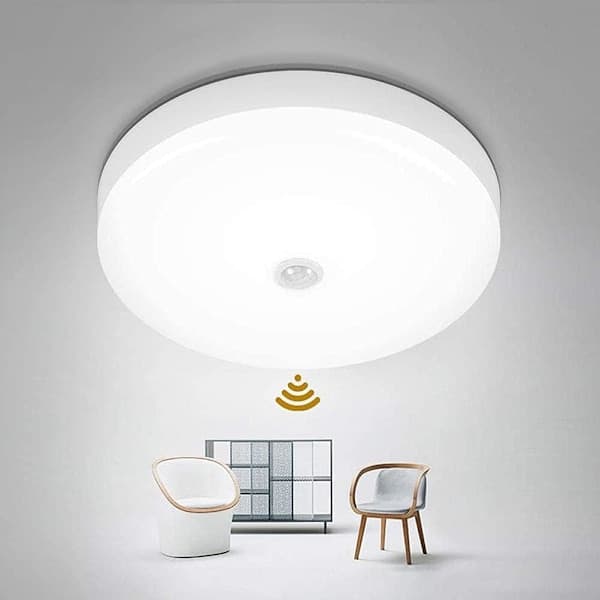 LED-loftlampe med bevægelsessensor, moderne rund loftlampe