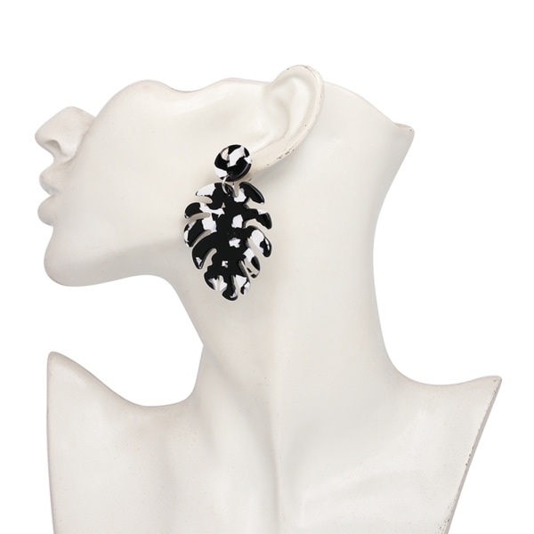 Fashionabla kvinnor flickor örhängen örhängen Smycken tillbehör (svart vit)