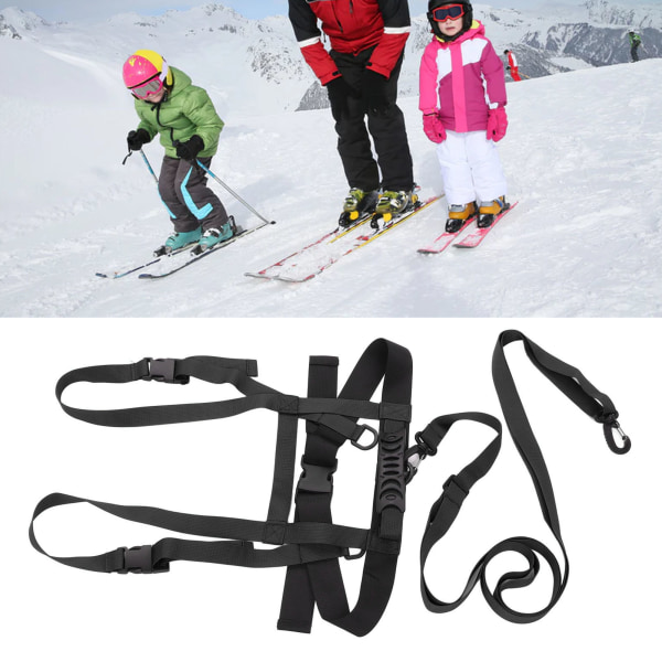 Skisikkerhetsstropp for barn Nylonplast Justerbart skitreningsbelte for sykling Fallforebyggende trening Svart