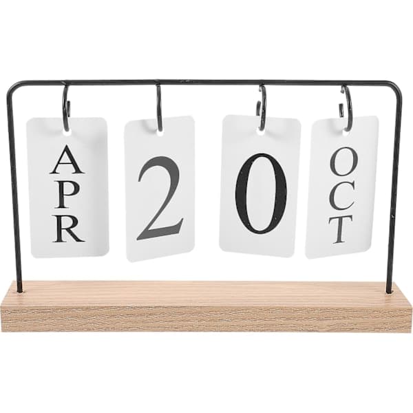 Skrivebord i tre Evighetskalender Planlegger Uke Dato Visning Kalender Kontor Skrivebord Dekor