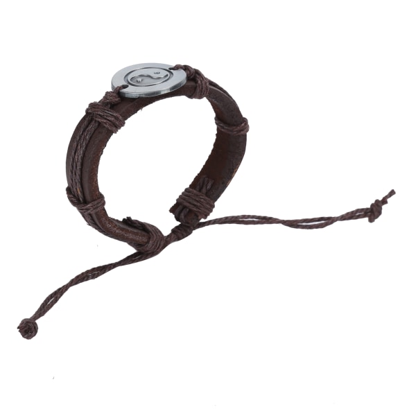 2 stk wrap PU lær sirkelarmbånd unisex par flettet metall Yin Yang armbånd