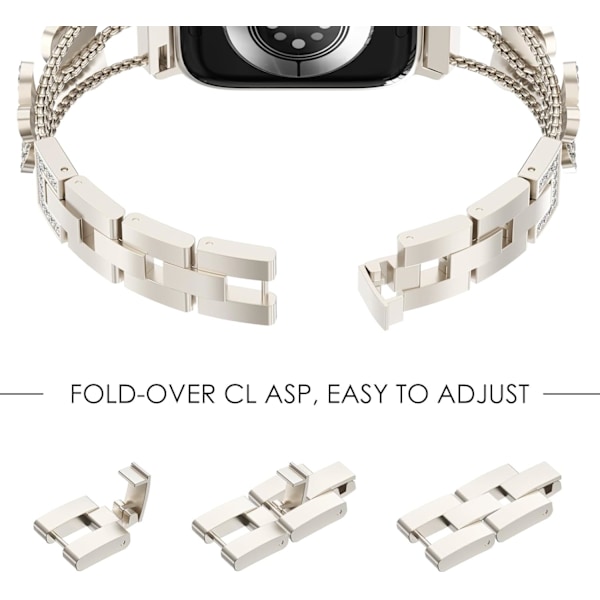 Armbånd kompatibelt med Apple Watch Dame Glitrende Sommerfugl Mote Metall Bling Rustfritt Stål Lenkearmbånd Erstatningsarmbånd Starlight Starlight 38/40/41mm