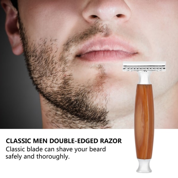 Mænd Classic Style Double Edge Razor Hårfjerning Barbering Skæg Sikker Agate