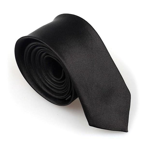 2-pack Smala / Slimmade Moderna Slipsar - Svart Black Svart