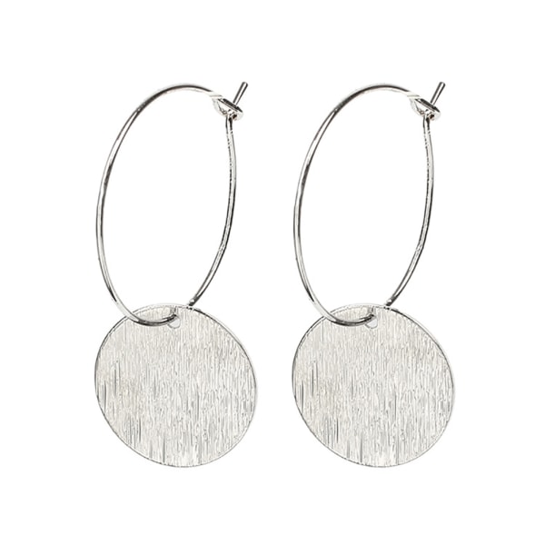 Stilige doble hule solide runde øredobber kvinner jenter eardrop smykker gave (sølv)