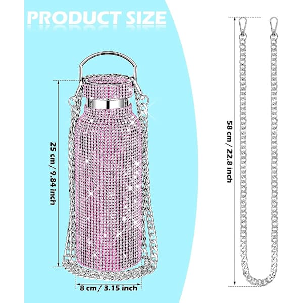 Diamant vandflaske Bling Rhinestone rustfrit stål 600ml