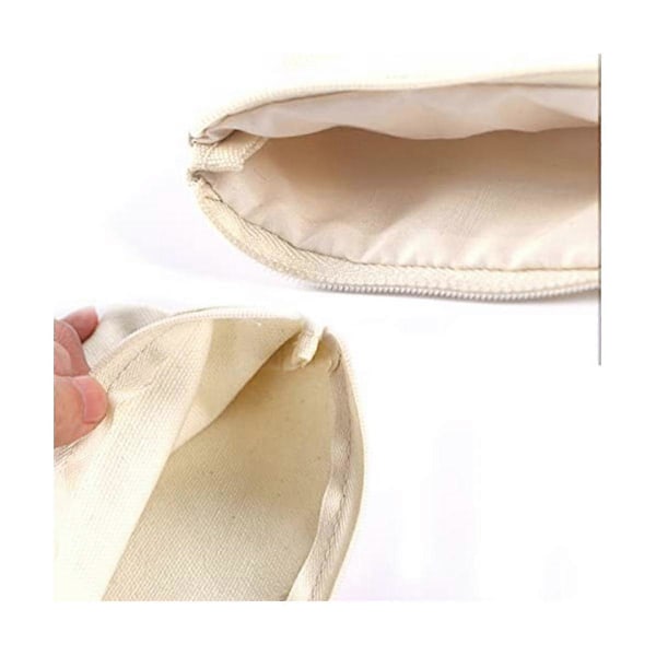 6 KPL Tyhjiä DIY Askartelukangas Kynäkotelo Tyhjät Meikkipussit-Pussi Irtotavarana Kosmetiikkalaukku (Beige 8,5 x 5..pa