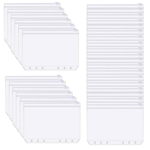 A5 PVC-blixtlåspåse för 6-hålsringpärm, 30-pack