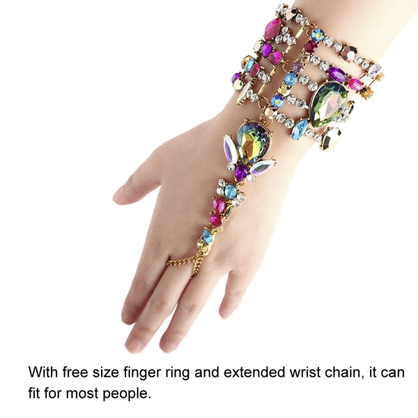 Bred Crystal Teardrop Rhinestones Armband Summer Beach Travel Finger Ring Armband (färger)