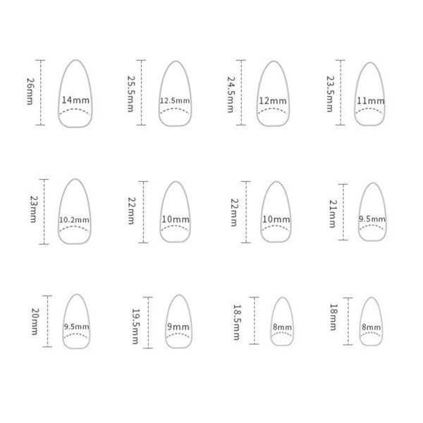 24 stk falske negler lange mandel BKS1526 BKS1526 BKS1526 BKS1526