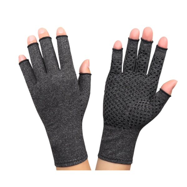 Sports Halvfinger Handsker Anti-Slip Åndbar Komfortabel strikket Stof Arthritis Kompressionshandsker Heather Grey L