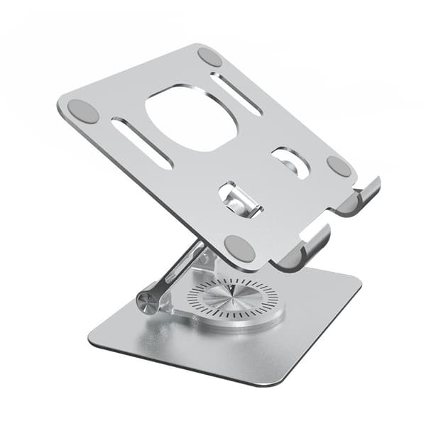 Aluminium Tabletstativ - Vikbart & Höjdjusterbart - För Telefon & Tablet - Med Kylfunktion (Värmeavledning) - Silver