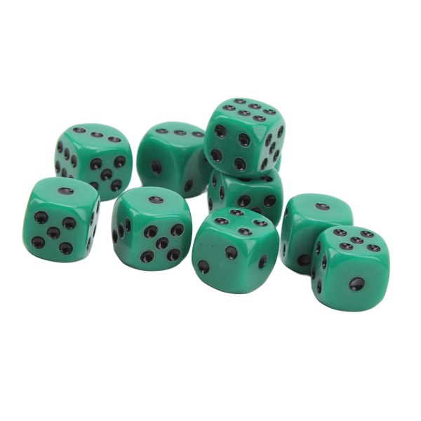 20st 16mm rundade hörntärningar 6-sidiga set för bordsspel Matematikspel Gröna Svarta Prickar