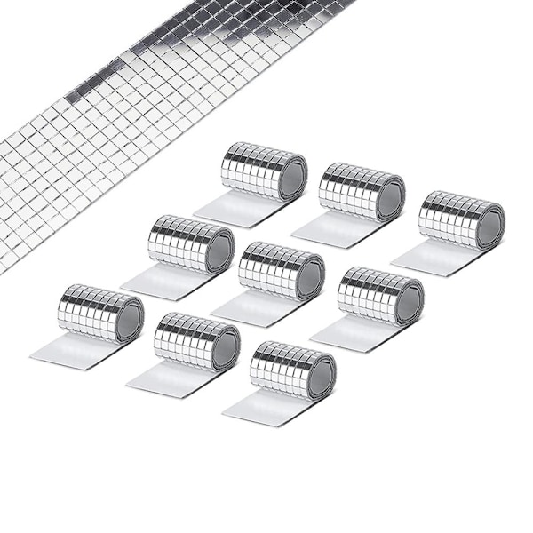 Självhäftande mosaik väggdekorstickers i spegelglas, 9-pack Silver Silver