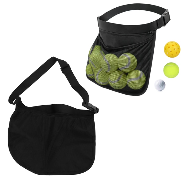 Tennispallon pidike musta Oxford mesh, säädettävä vyötäröhihna laukkulaukku tennisgolfpyöräilyyn