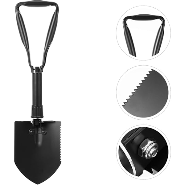 Multifunktionell hopfällbar spade Black Svart