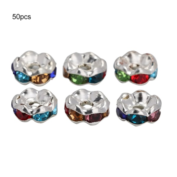 50 stk 8 mm skinnende vintage spacer perler DIY smykkefremstilling tilbehør forsyninger (sølv)