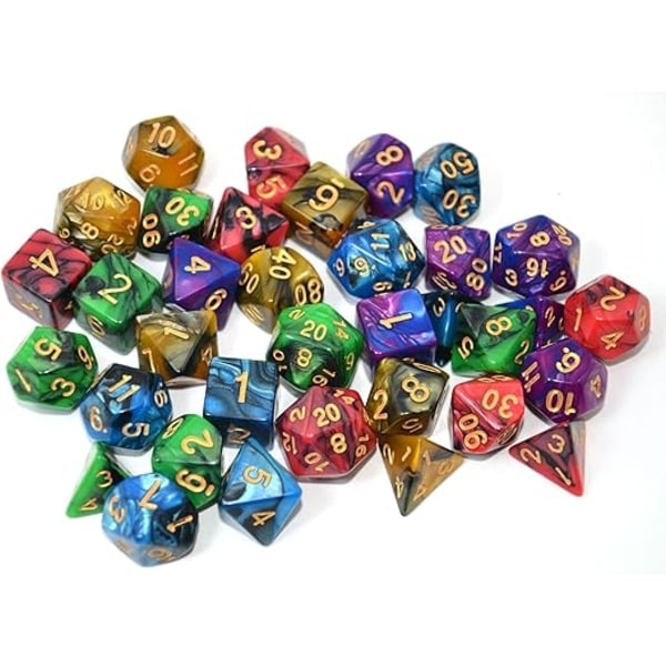 SmartDealsPro Kaksiväriset monitahokkaat noppasarjat pusseilla D&D DND RPG MTG Dungeon ja Dragons lautapeli roolipeleihin