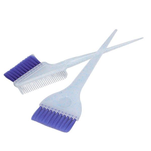 2 stk blød nylon hårfremhævningsbørsteapplikator Dobbeltsidet hårfarvebørstekam med glitterhåndtag Blå