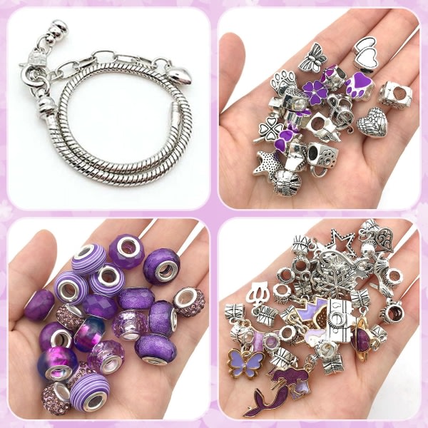 64st gör-det-själv-armband jul smycken smycken maker kit presenter Purple
