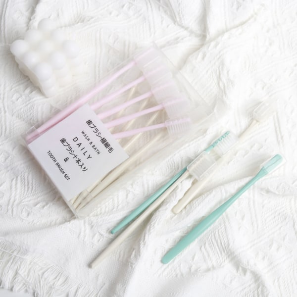 10 stk Lille hovedtandbørste 360 ​​grader rene bløde børster tandpleje Macaron tandbørste til hjemmerejse 5 Pink 5 Beige