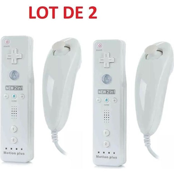 2 x Wiimote plus kaukosäädin (Motion plus sisältyy) ja Nunchuck Nintendo Wii ja Wii U:lle - Valkoinen