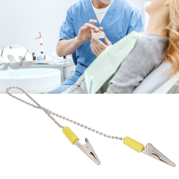 5 stk. Dental Lab Bib Clip servietholder med fleksibel stålkuglekæde Tandlægetilbehør Gul