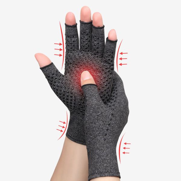Sports Half Finger Hansker Anti-Slip Pustende Komfortabelt strikket stoff Leddgikt kompresjonshansker Heather Grey L