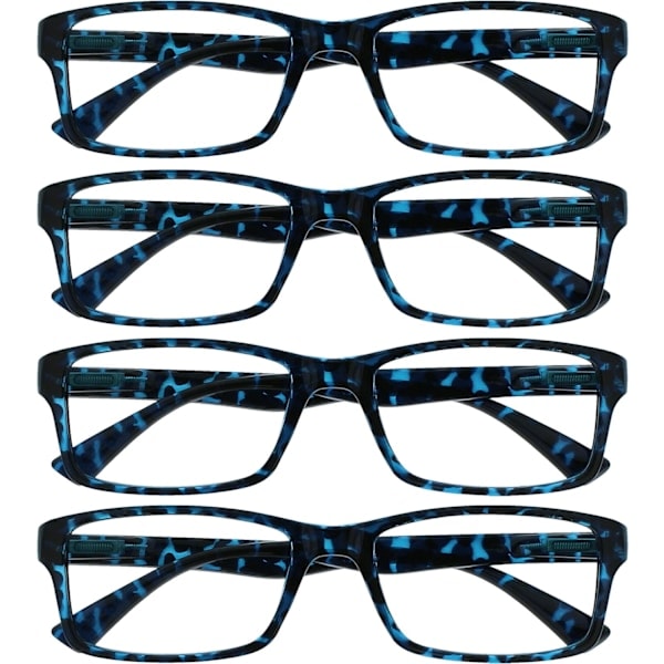 Company Blå Sköldpaddsskal Läsglasögon Värdepaket 4-pack Designer Stil Män Kvinnor RRRR92-3 +2.50 Blå Sköldpaddsskal Blå Sköldpaddsskal Blue Tortoiseshe...