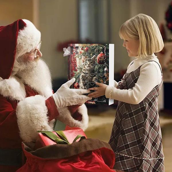 Julekalender, 2D akryl kattevedhæng, til katteelskere, stil B