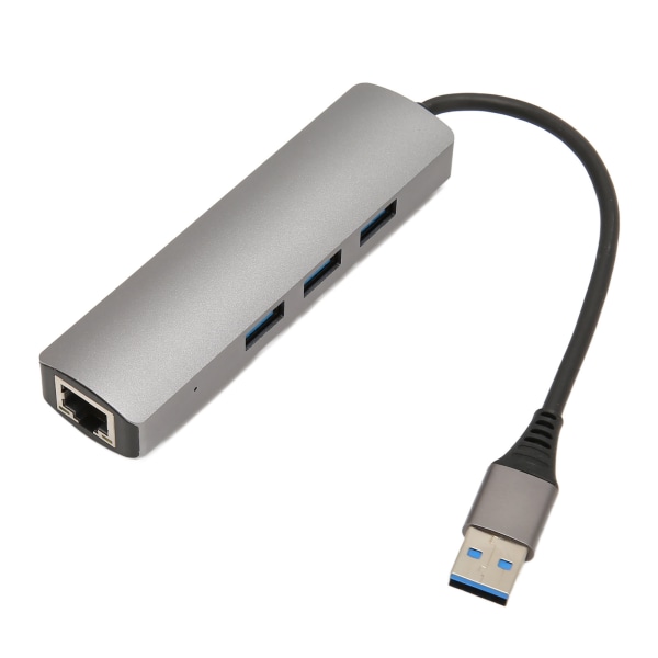 USB -RJ45-keskitin 1Gbps 3 USB 3.0 Plug and Play -alumiiniseos USB -Ethernet-sovitin kannettavalle tabletille pöytäkoneelle