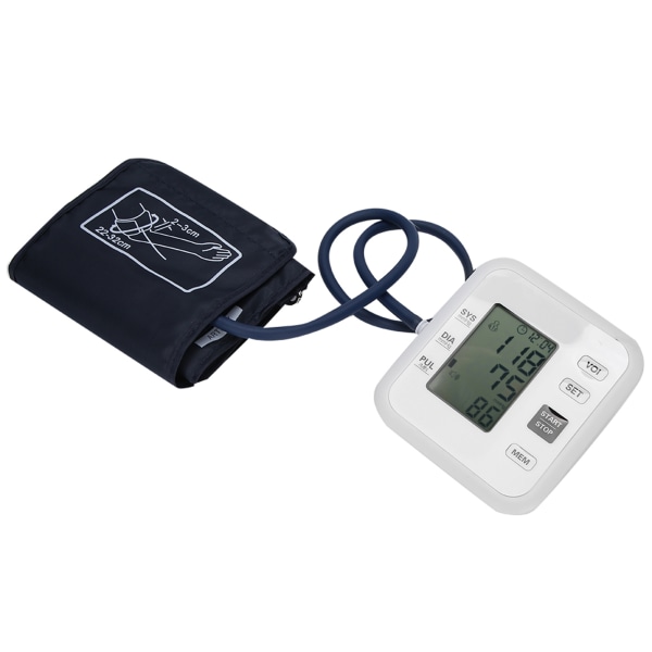 Husholdnings LCD digital blodtryksmåler Nøjagtig overarms blodtryksmåler Hvid uden stemme