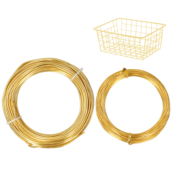 2 ruller 1,0 mm 2,0 mm aluminium DIY smykker håndværkstråd Fleksibel blomstersmykker tråd guld