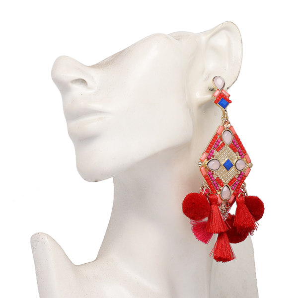 Fasjonable kvinner jentedusker Rhinestone øredobber Ørestuds smykker tilbehør (rød)
