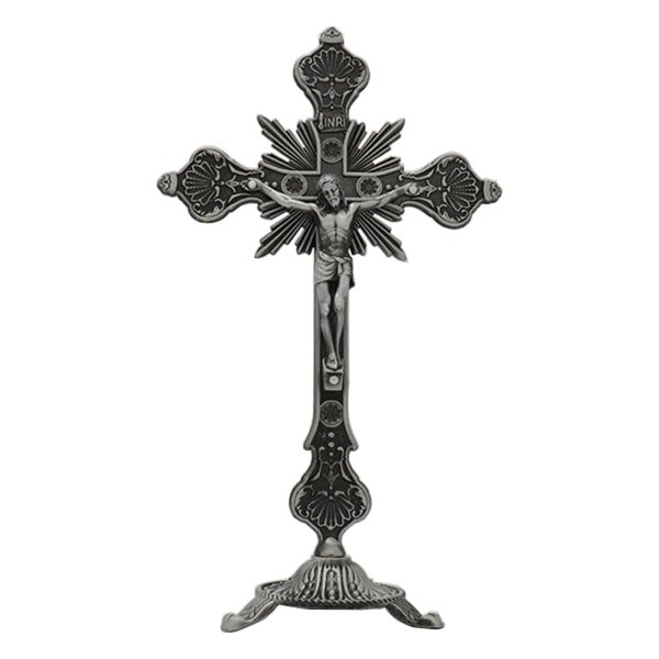 Metall vintage för korsfigur Jesus korsfäst kristen katolsk konststaty null - 6