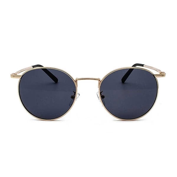 Runde Solbriller Metal Guld Sort Glas—pa
