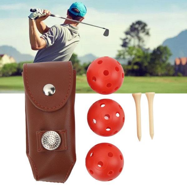 Golfpallopussi, nahkainen magneettisolki, kannettava golfpallon pidike 3 golfpallolle
