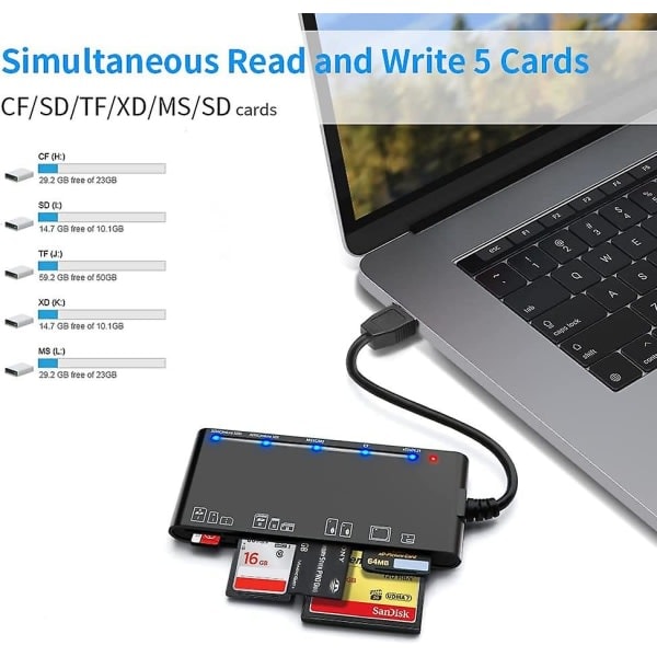 IC-kortläsare USB 3.0, 7-i-1 minneskortläsare USB 3.0 High Speed