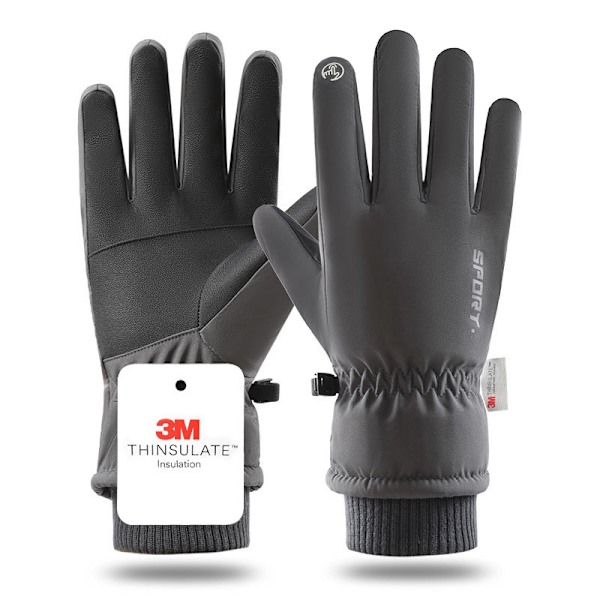 Vedenpitävät ja tuulenpitävät hanskat 3M Thinsulate -eristeellä, harmaa XL Grey xl