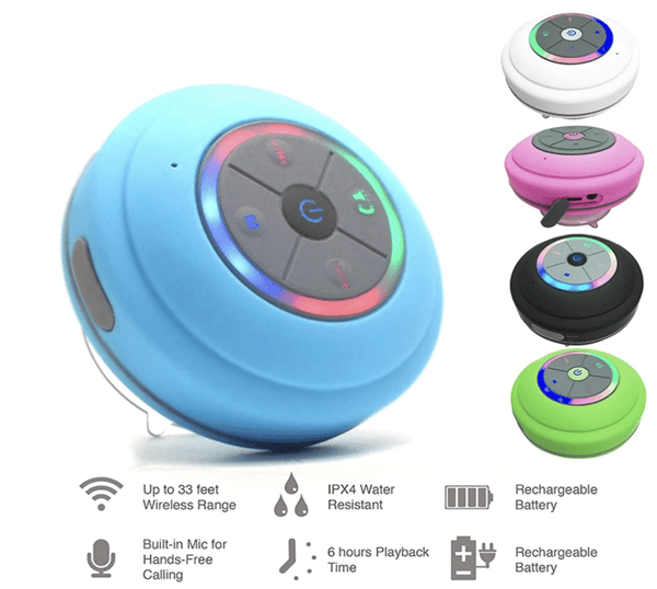 Vanntett LED Dusj Høytaler Bluetooth