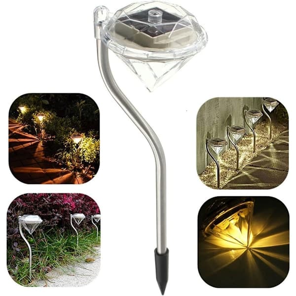 Solcellelampe til udendørs have, 4 x solcellediamant udendørs havelamper