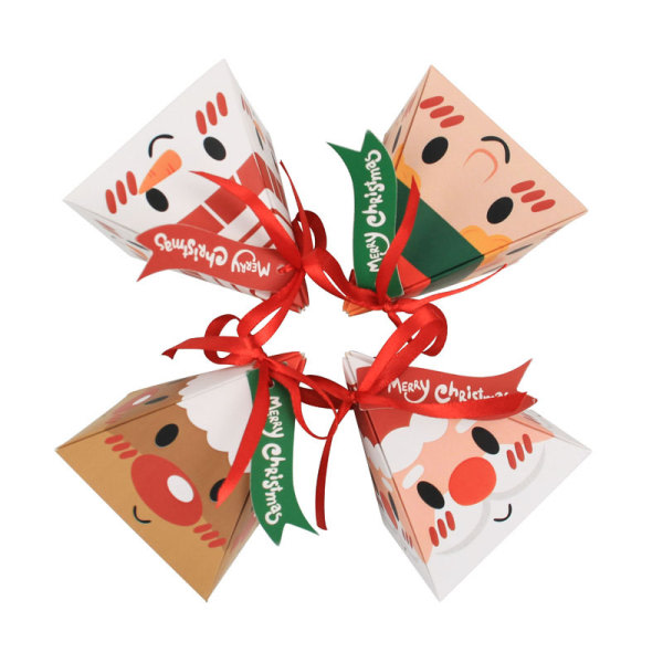 50-pack julklappslåda Triangellåda Godispapperslåda Santa Big Face Triangel Godislåda Presentförpackning (4 stilar)
